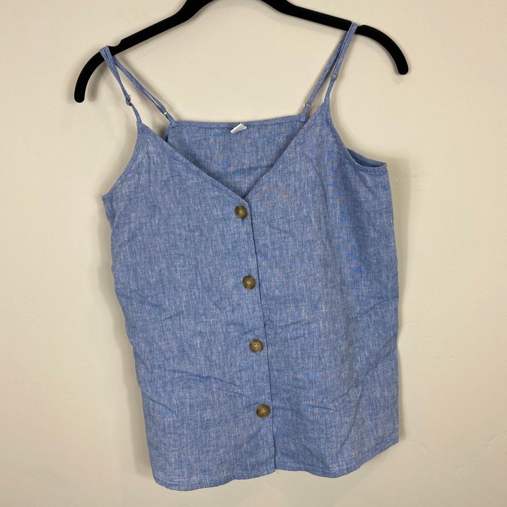 BP Women's Button Down Tank Top Size S Chambray